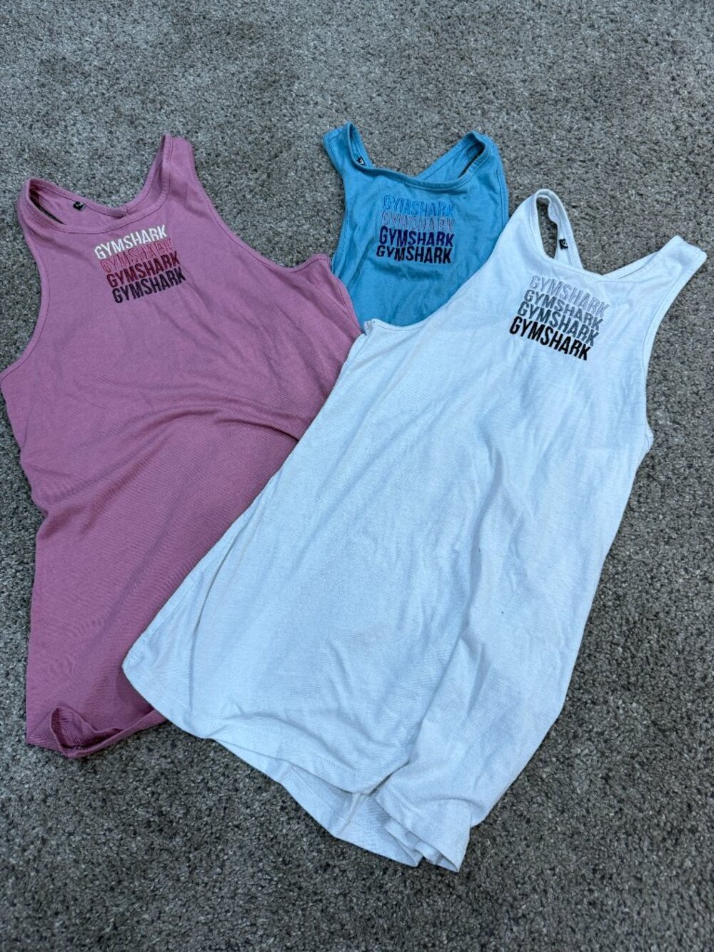 Gymshark Women's Small Colour Fade Vest Tank Top 3 Pack Dusky Pink Teal White
